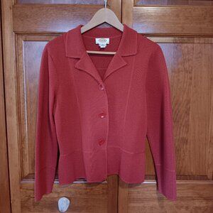 Talbots red sweater jacket